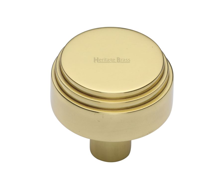 Heritage Brass Polished Brass Round Deco Cabinet Knob 38mm