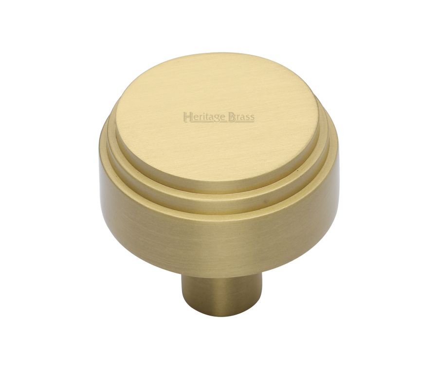 Heritage Brass Satin Brass Round Deco Cabinet Knob 38mm