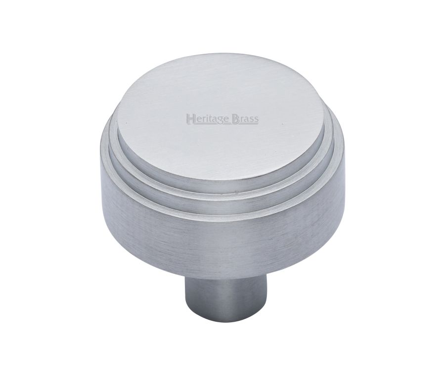 Heritage Brass Satin Chrome Round Deco Cabinet Knob 38mm