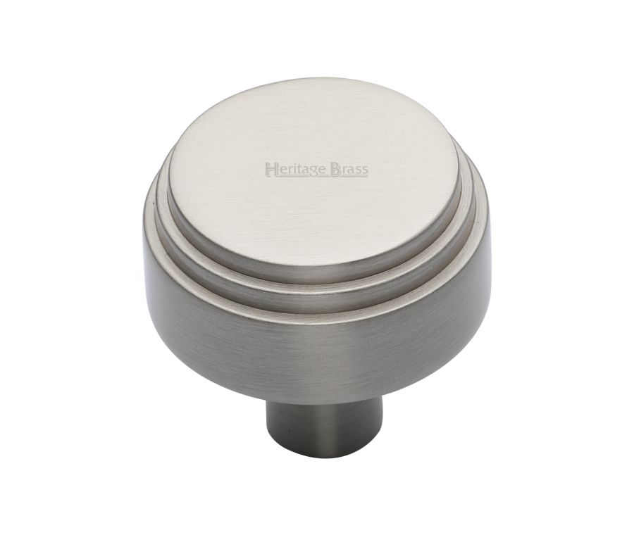 Heritage Brass Satin Nickel Round Deco Cabinet Knob 38mm