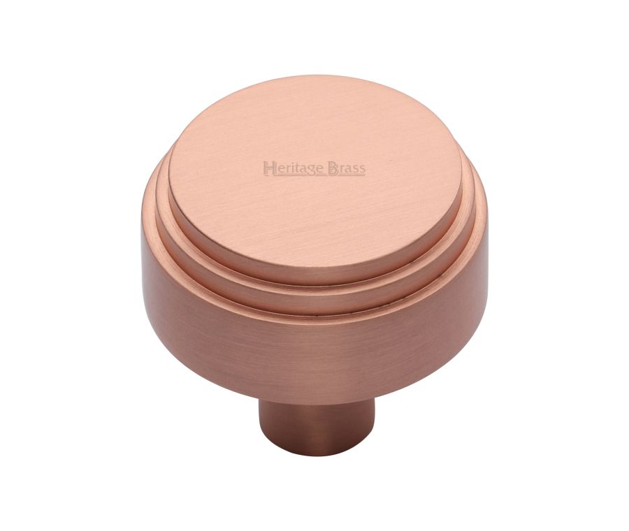 Heritage Brass Satin Rose Gold Round Deco Cabinet Knob 38mm
