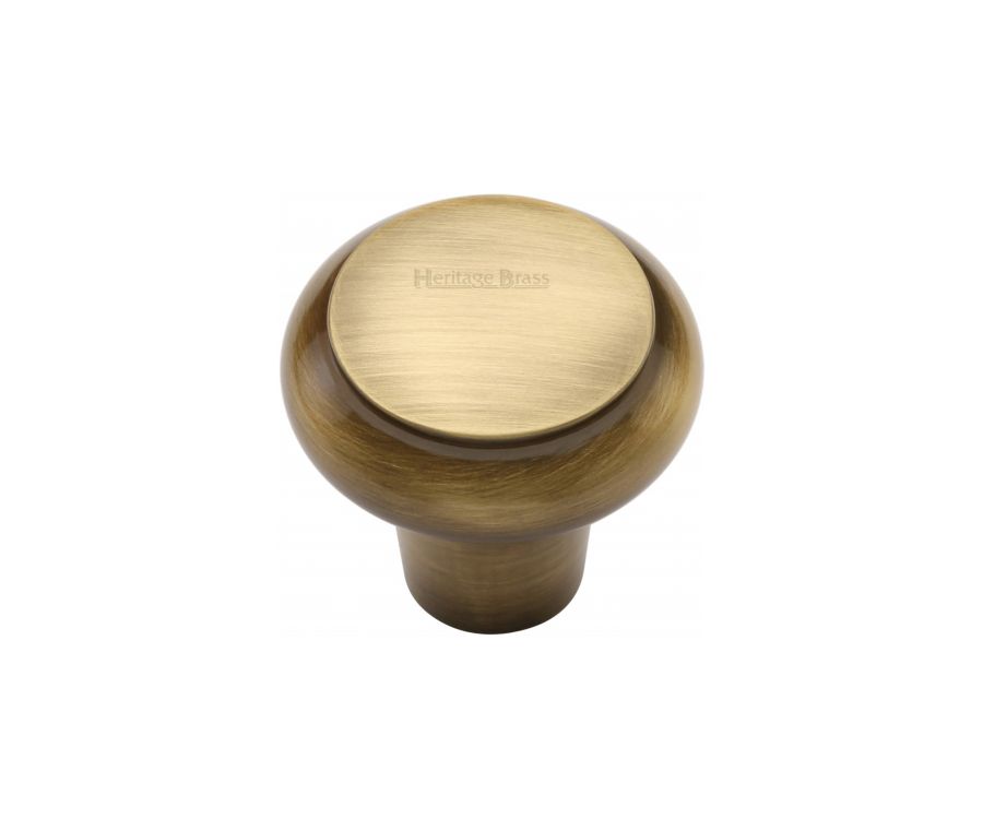 Heritage Brass Antique Brass Round Edge Cabinet Knob 32mm