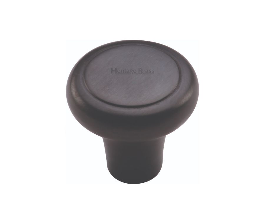 Heritage Brass Matt Black Round Edge Cabinet Knob 32mm