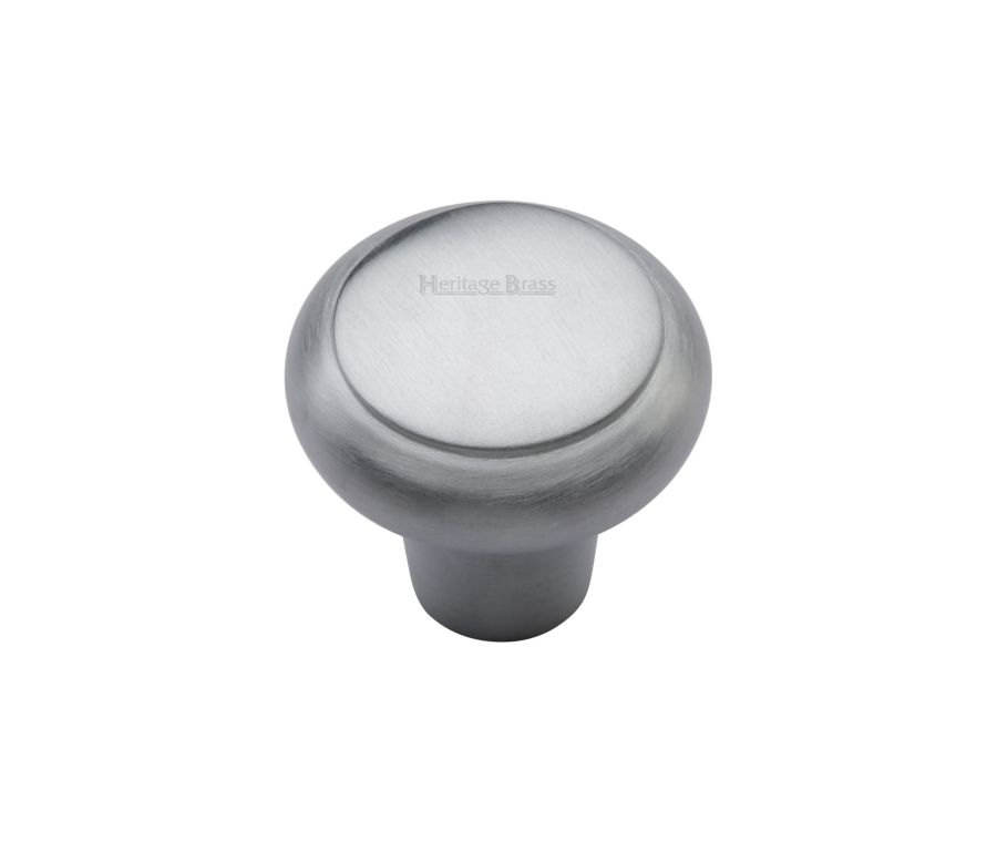 Heritage Brass Satin Chrome Round Edge Cabinet Knob 32mm