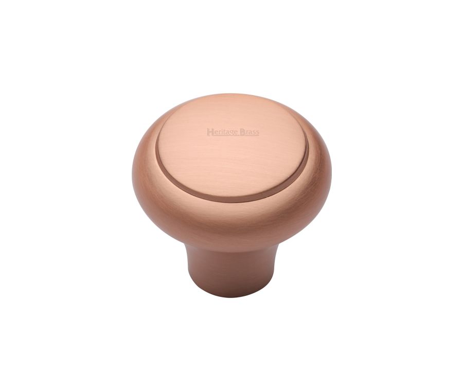Heritage Brass Satin Rose Gold Round Edge Cabinet Knob 32mm