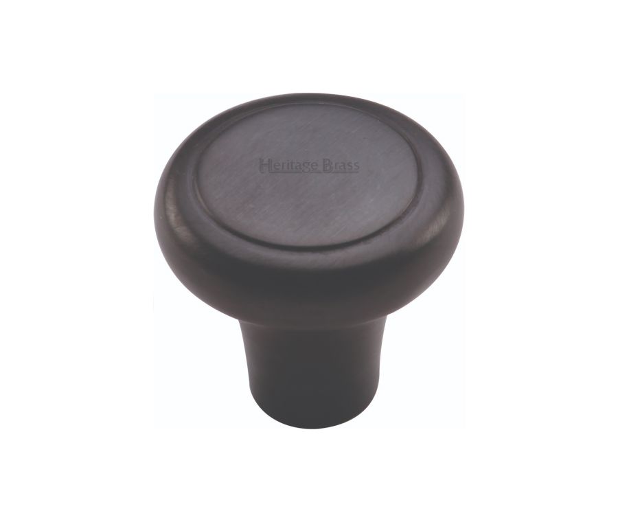 Heritage Brass Matt Black Round Edge Cabinet Knob 38mm