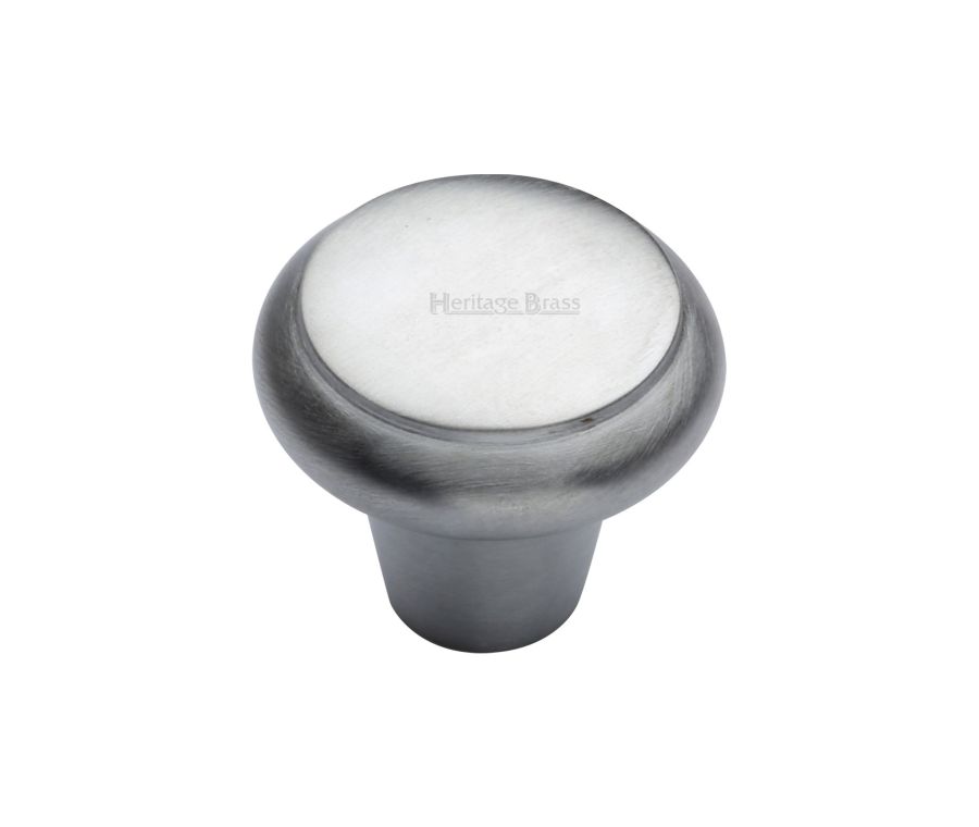 Heritage Brass Satin Chrome Round Edge Cabinet Knob 38mm