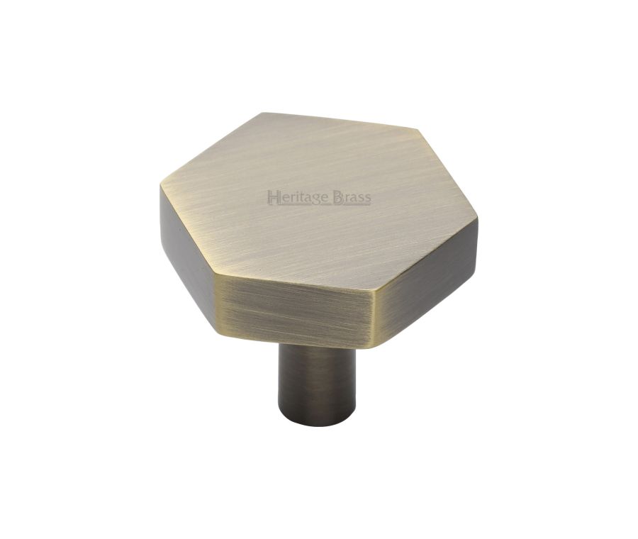 Heritage Brass Antique Brass Hexagon Cabinet Knob 32mm