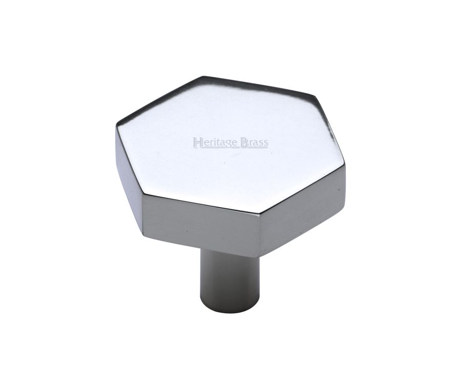 Heritage Brass Polished Chrome Hexagon Cabinet Knob 32mm