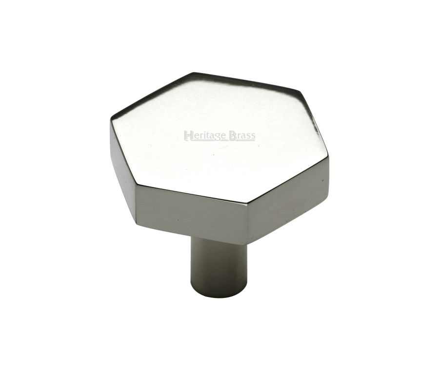 Heritage Brass Polished Nickel Finish Hexagon Cabinet Knob 32mm