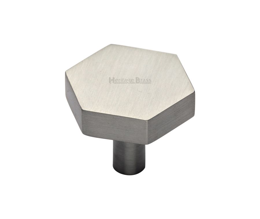 Heritage Brass Satin Nickel Hexagon Cabinet Knob 32mm
