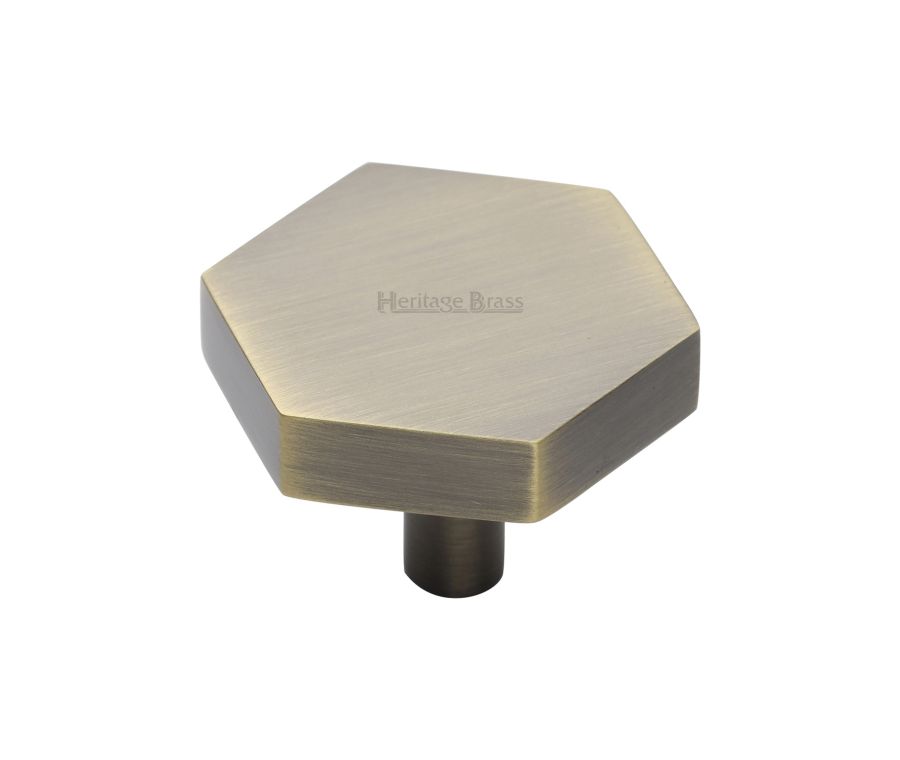 Heritage Brass Antique Brass Hexagon Cabinet Knob 38mm
