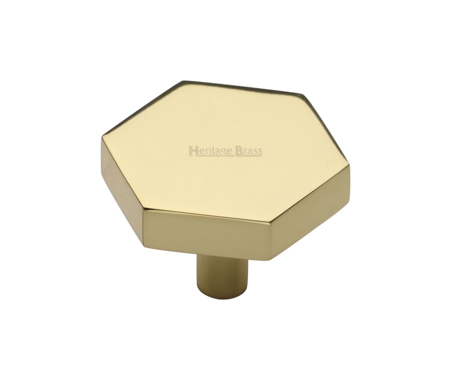 Heritage Brass Polished Brass Hexagon Cabinet Knob 38mm