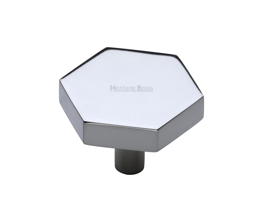Heritage Brass Polished Chrome Hexagon Cabinet Knob 38mm