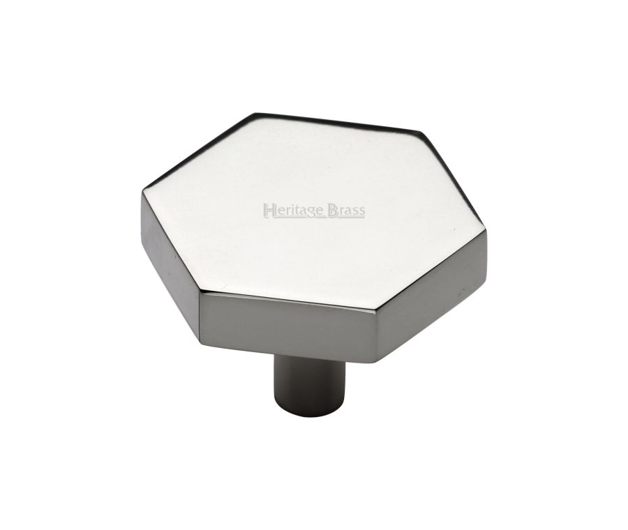 Heritage Brass Polished Nickel Finish Hexagon Cabinet Knob 38mm