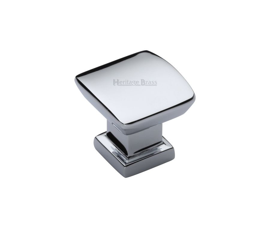 Heritage Brass Polished Chrome Plinth Cabinet Knob With Base 25mm