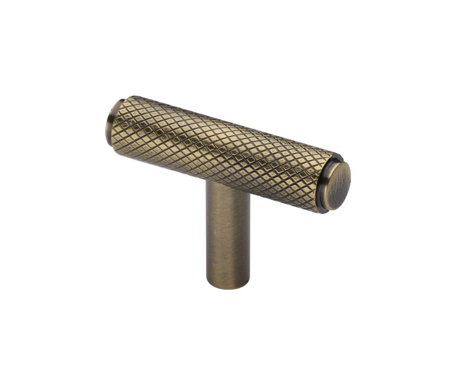 Heritage Brass Antique Brass Knurled T-Bar Cabinet Knob 45mm