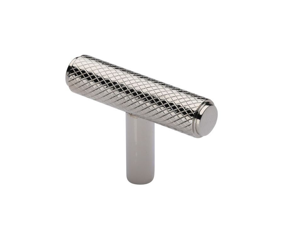 Heritage Brass Polished Nickel Finish Knurled T-Bar Cabinet Knob 45mm