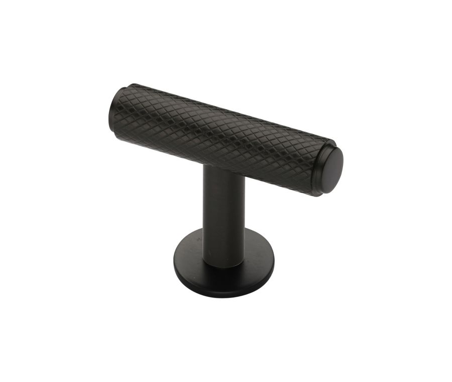 Heritage Brass Matt Bronze Knurled T-Bar Cabinet Knob with Rose 45mm