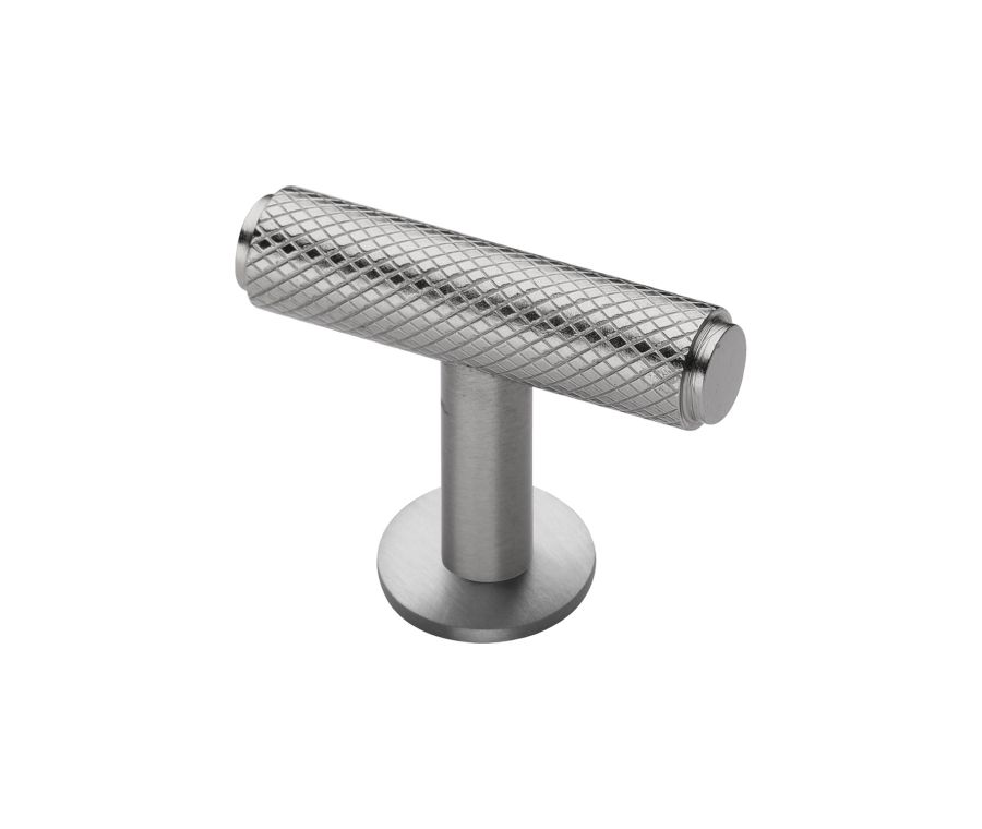 Heritage Brass Satin Nickel Knurled T-Bar Cabinet Knob with Rose 45mm