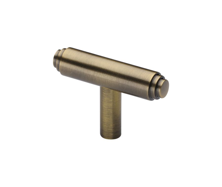 Heritage Brass Antique Brass Stepped T-Bar Cabinet Knob 45mm