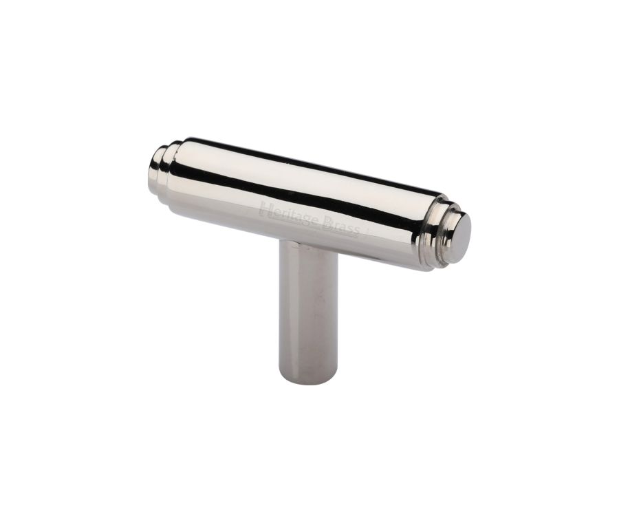 Heritage Brass Polished Nickel Finish Stepped T-Bar Cabinet Knob 45mm