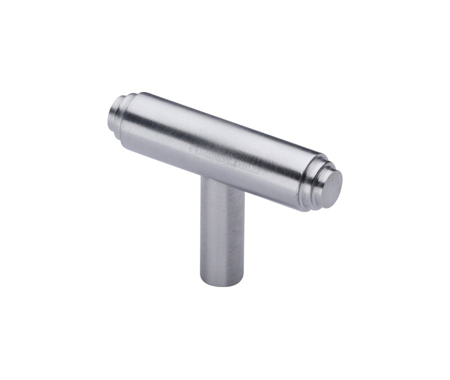 Heritage Brass Satin Chrome Stepped T-Bar Cabinet Knob 45mm