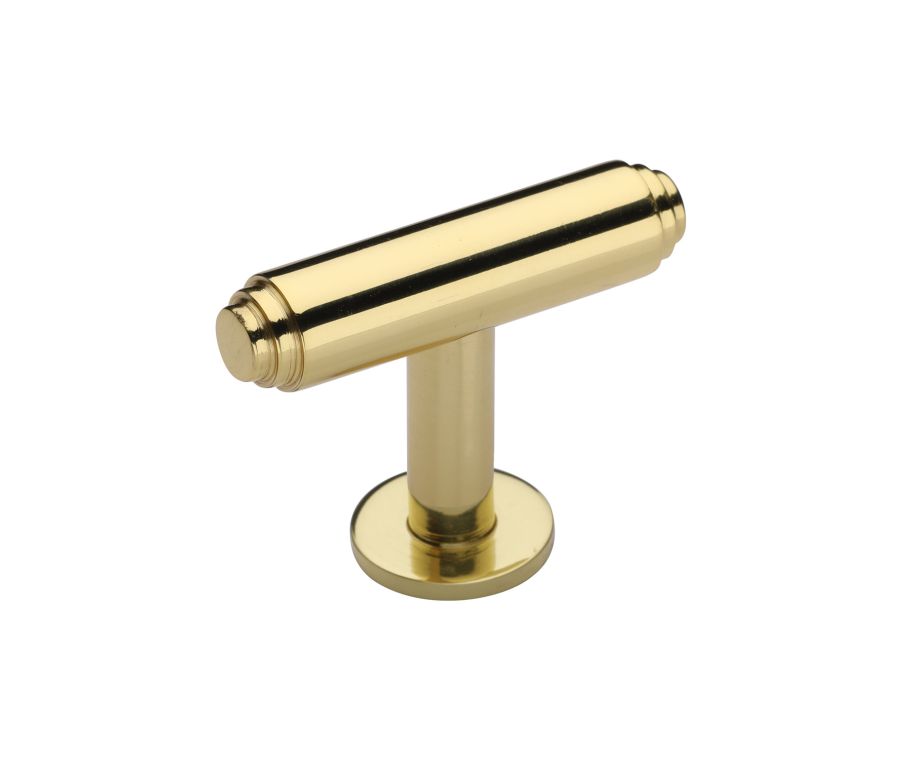 Heritage Brass Polished Brass Stepped T-Bar Cabinet Knob with Rose 45mm