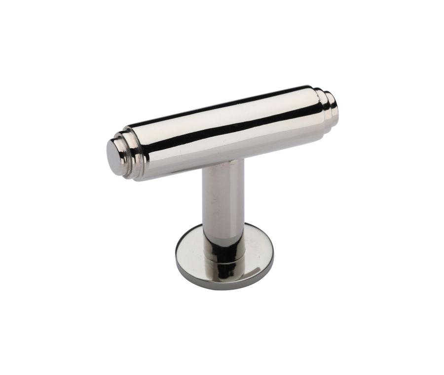 Heritage Brass Polished Nickel Finish Stepped T-Bar Cabinet Knob with Rose 45mm