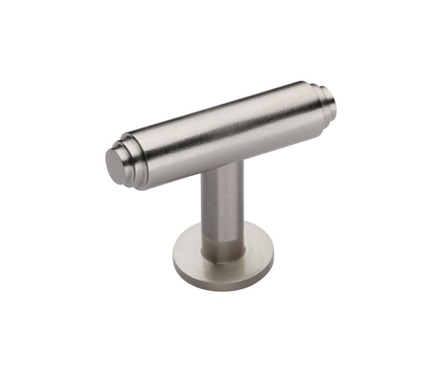 Heritage Brass Satin Nickel Stepped T-Bar Cabinet Knob with Rose 45mm