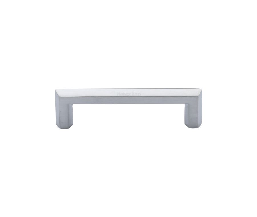 Heritage Brass Satin Chrome Hex Profile Cabinet Pull Handle 102mm