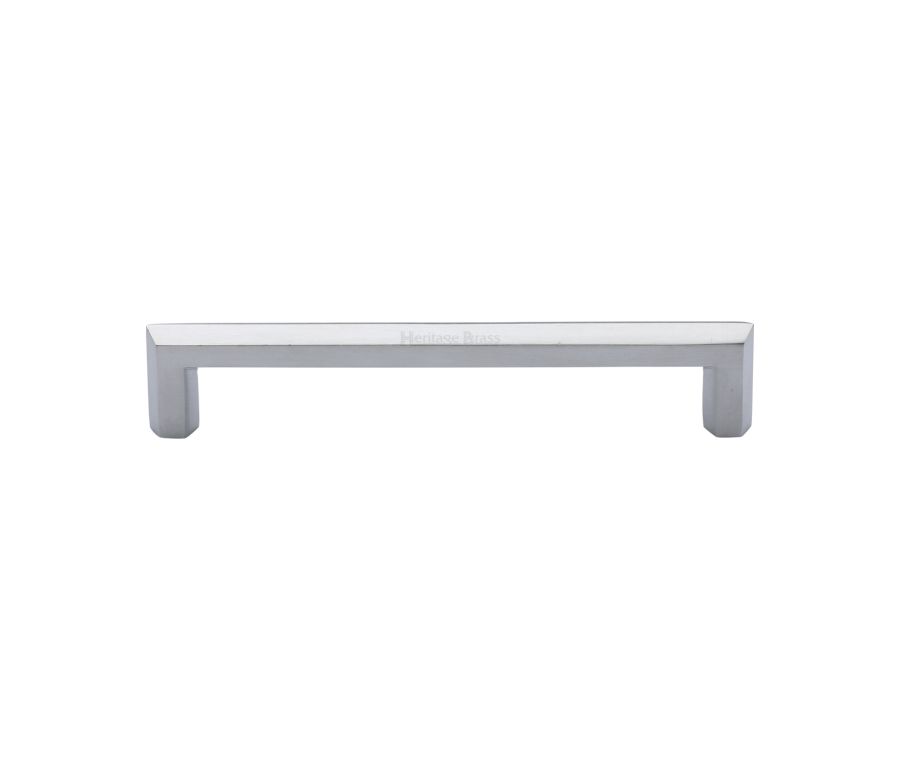 Heritage Brass Satin Chrome Hex Profile Cabinet Pull Handle 152mm