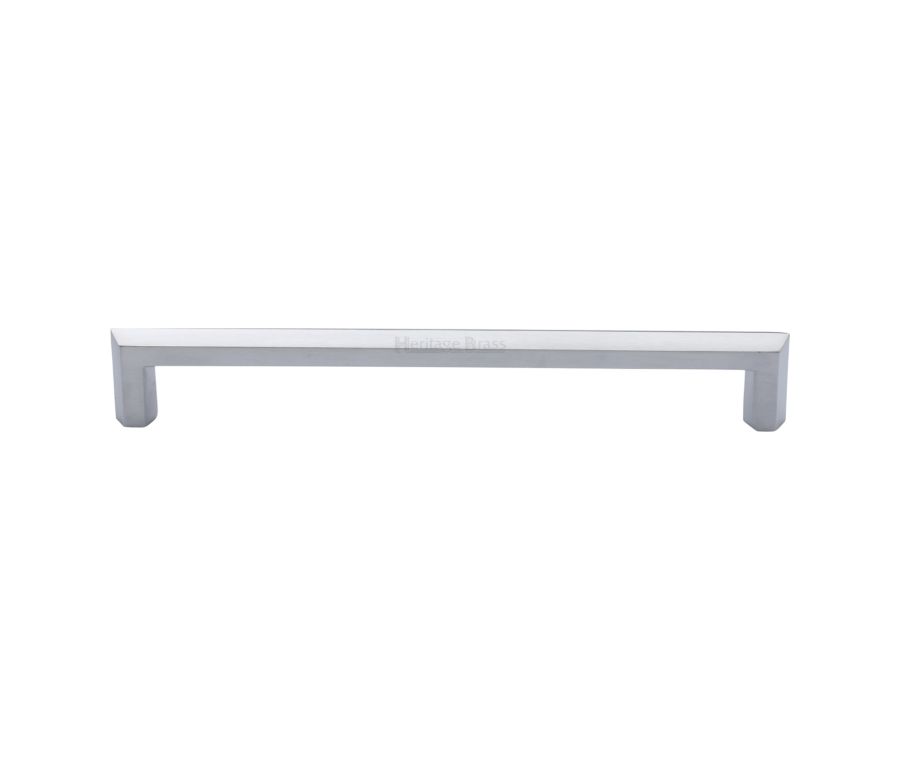 Heritage Brass Satin Chrome Hex Profile Cabinet Pull Handle 203mm