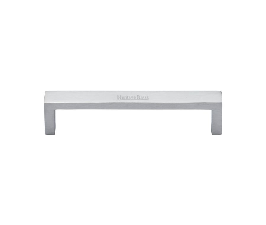 Heritage Brass Satin Chrome Wide Metro Cabinet Pull Handle 128mm
