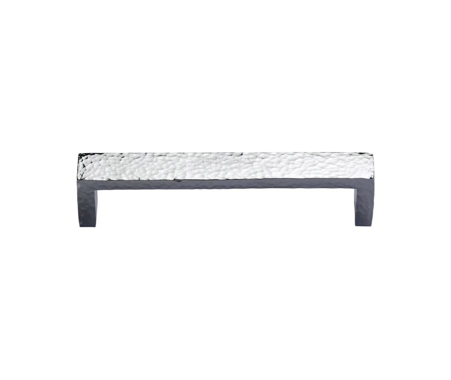 Heritage Brass Polished Chrome Hammered Wide Metro Cabinet Pull Handle 101mm