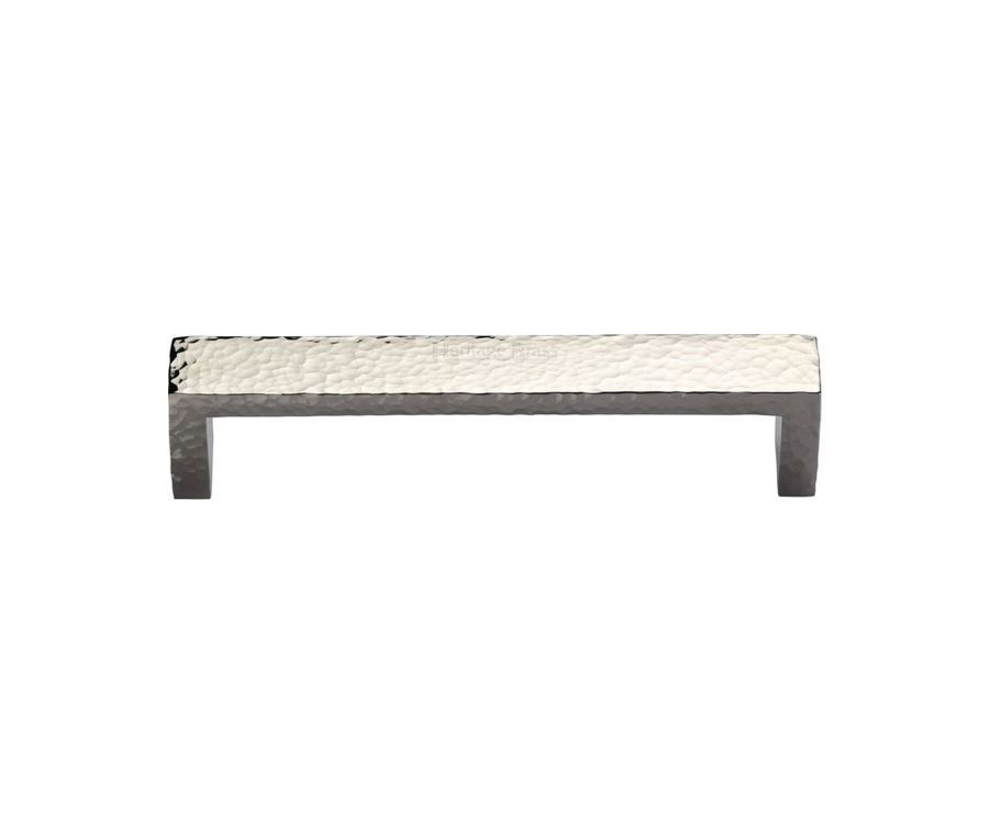 Heritage Brass Polished Nickel Finish Hammered Wide Metro Cabinet Pull Handle 101mm