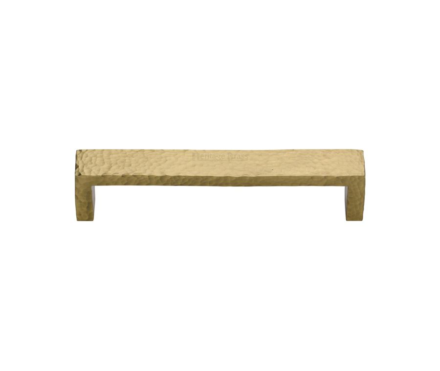 Heritage Brass Satin Brass Hammered Wide Metro Cabinet Pull Handle 101mm