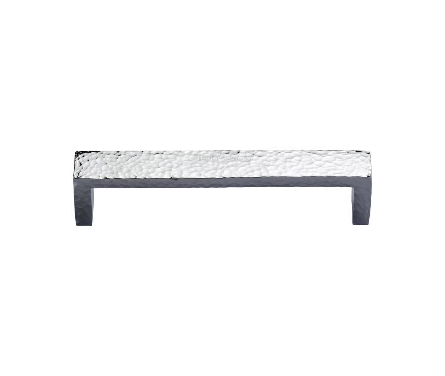 Heritage Brass Polished Chrome Hammered Wide Metro Cabinet Pull Handle 128mm