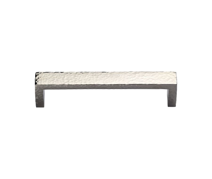 Heritage Brass Polished Nickel Finish Hammered Wide Metro Cabinet Pull Handle 128mm