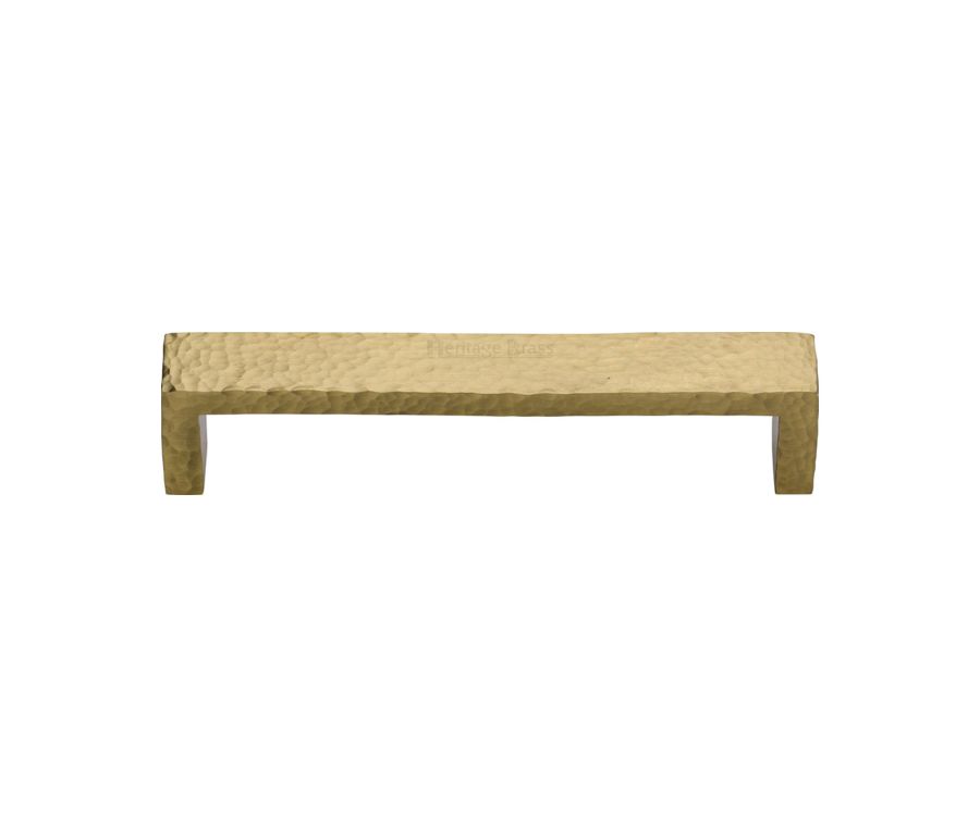 Heritage Brass Satin Brass Hammered Wide Metro Cabinet Pull Handle 128mm