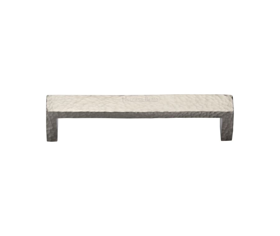 Heritage Brass Satin Nickel Hammered Wide Metro Cabinet Pull Handle 128mm