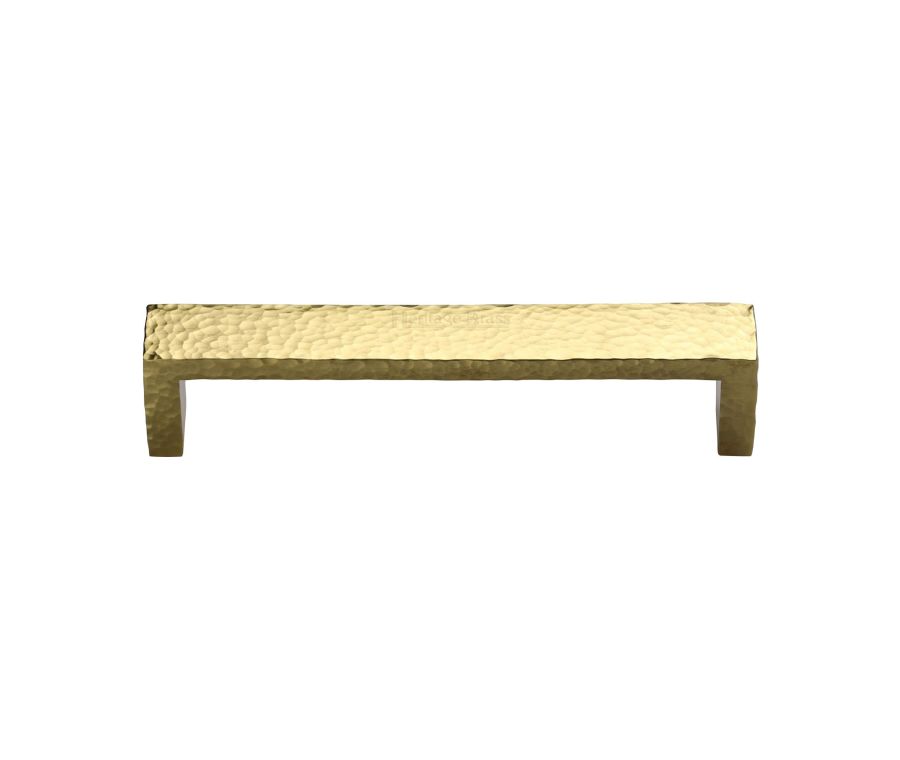 Heritage Brass Polished Brass Hammered Wide Metro Cabinet Pull Handle 160mm