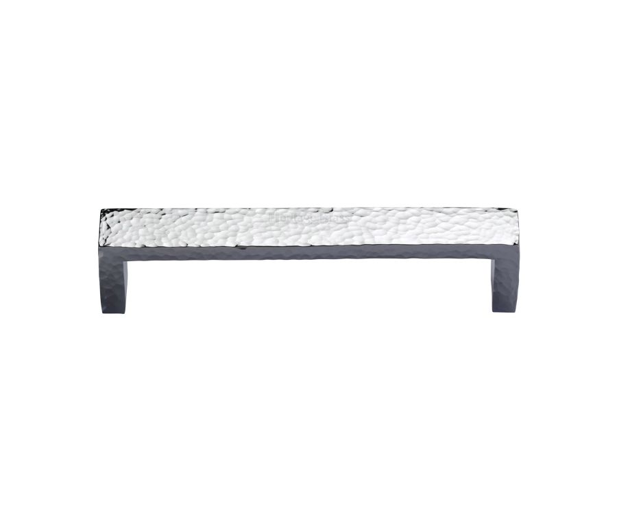 Heritage Brass Polished Chrome Hammered Wide Metro Cabinet Pull Handle 160mm