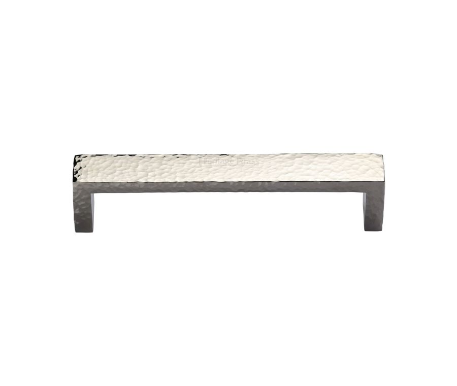 Heritage Brass Polished Nickel Finish Hammered Wide Metro Cabinet Pull Handle 160mm