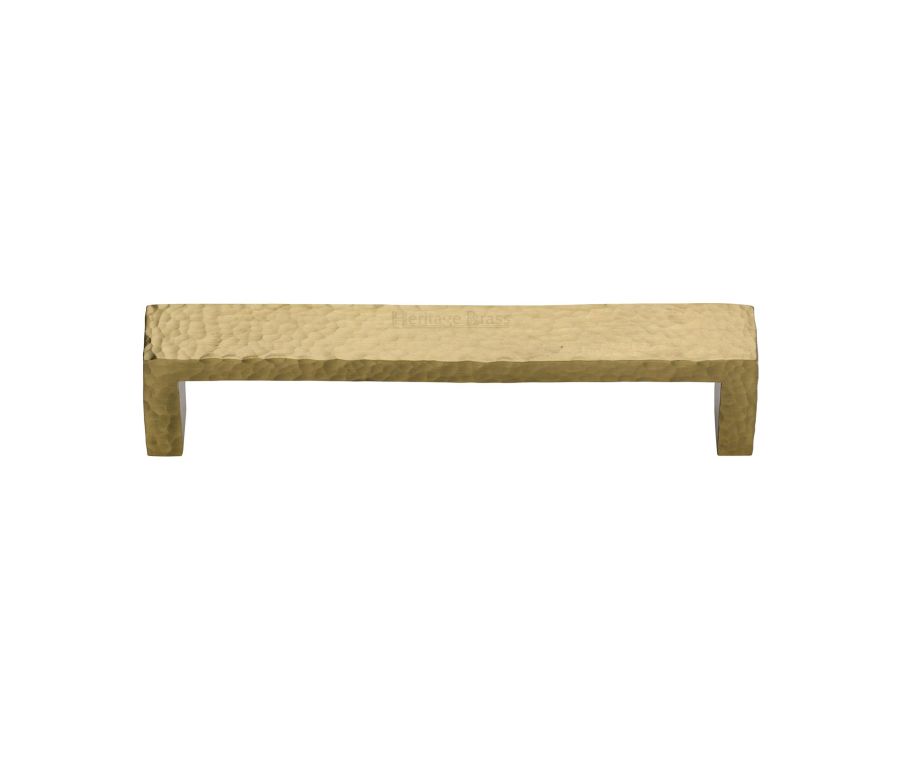 Heritage Brass Satin Brass Hammered Wide Metro Cabinet Pull Handle 160mm