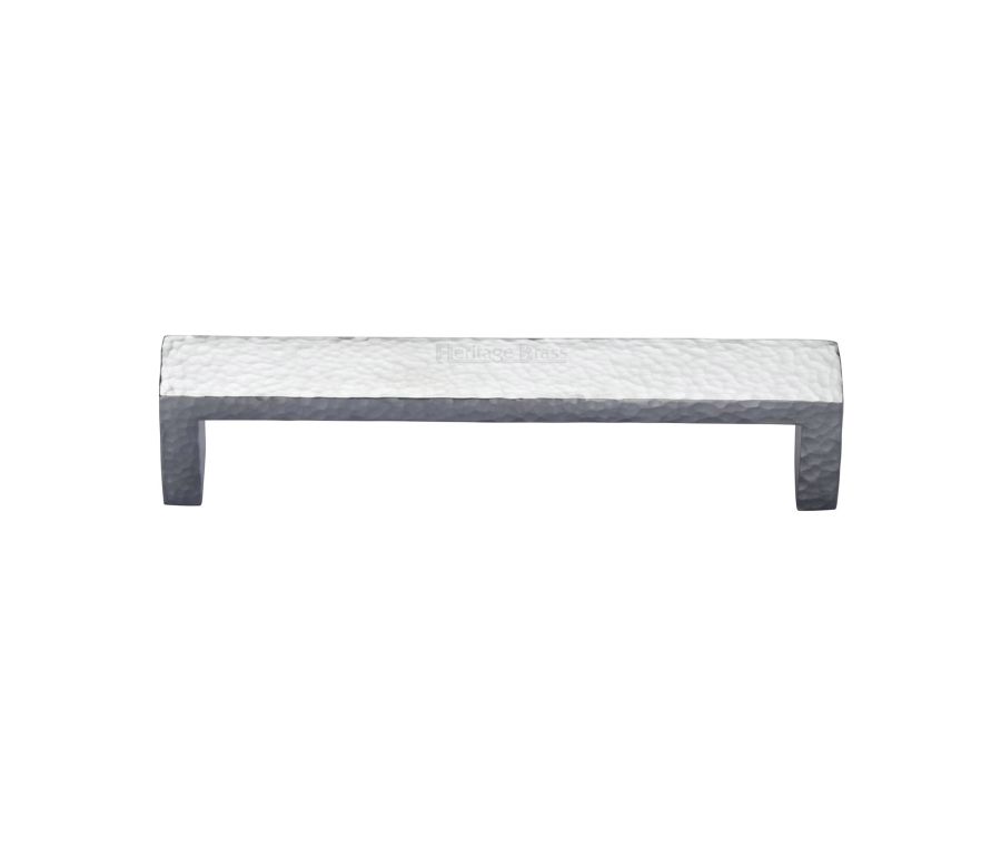 Heritage Brass Satin Chrome Hammered Wide Metro Cabinet Pull Handle 160mm