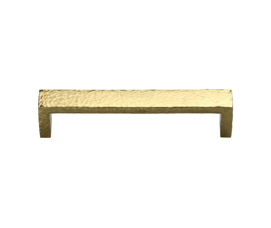 Heritage Brass Polished Brass Hammered Wide Metro Cabinet Pull Handle 192mm