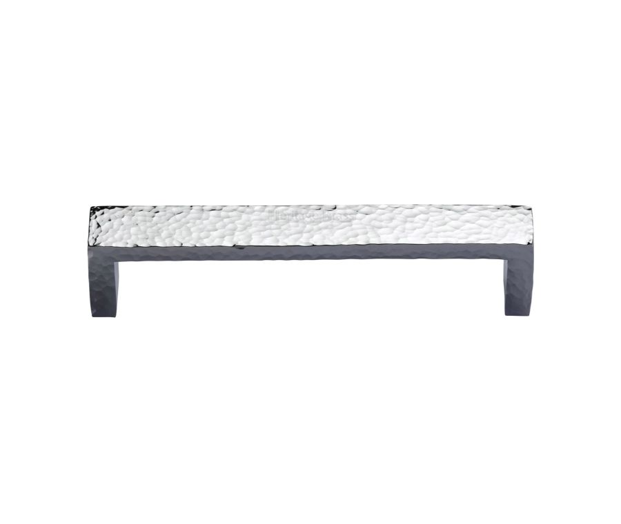 Heritage Brass Polished Chrome Hammered Wide Metro Cabinet Pull Handle 192mm