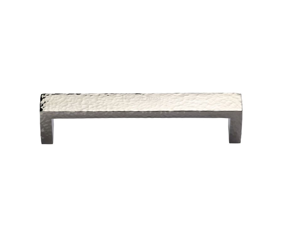 Heritage Brass Polished Nickel Finish Hammered Wide Metro Cabinet Pull Handle 192mm
