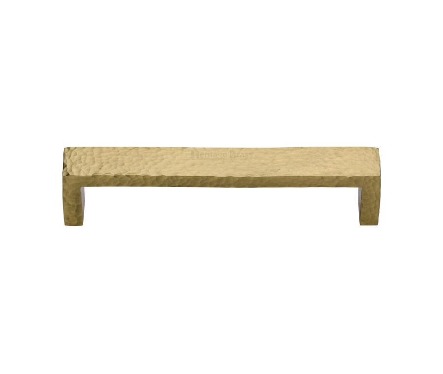 Heritage Brass Satin Brass Hammered Wide Metro Cabinet Pull Handle 192mm
